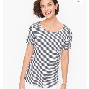 Talbots Striped Pom Pom T Shirt
